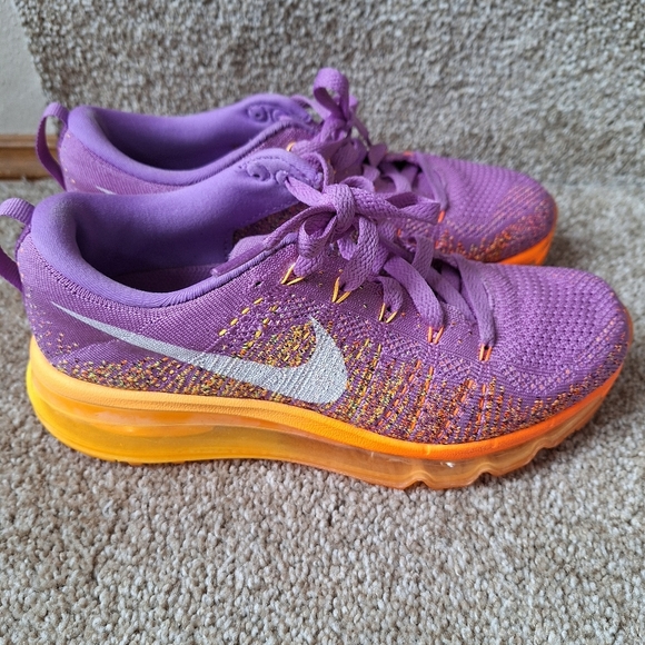 Nike Flyknit Max Atomic Purple Orange Mango Lace Up Sneakers Womens size 6 - Picture 3 of 10